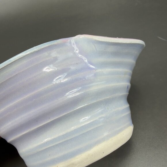 Hand Made Pottery Stoneware Baking Dish Cake Pan Pastel Blue Glaze Artist Signed - Picture 5 of 14